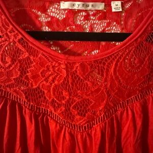 Cyrus Red Sleeveless Lace Blouse
